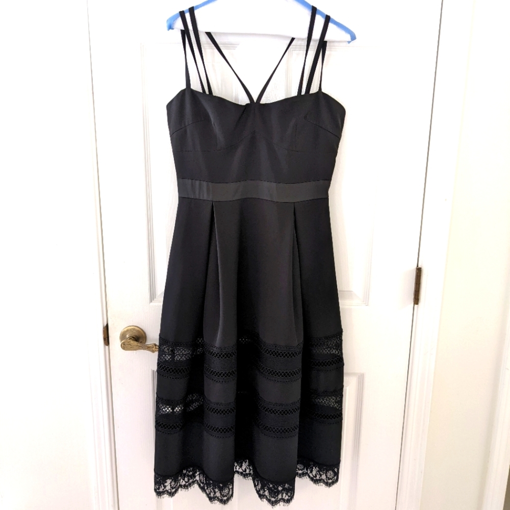Nordstrom's Few Moda Tea Length Black Dress Size Medium